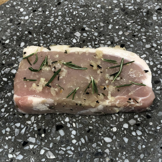 Oil, Salt, Rosemary & Garlic Pork Medallion Steak